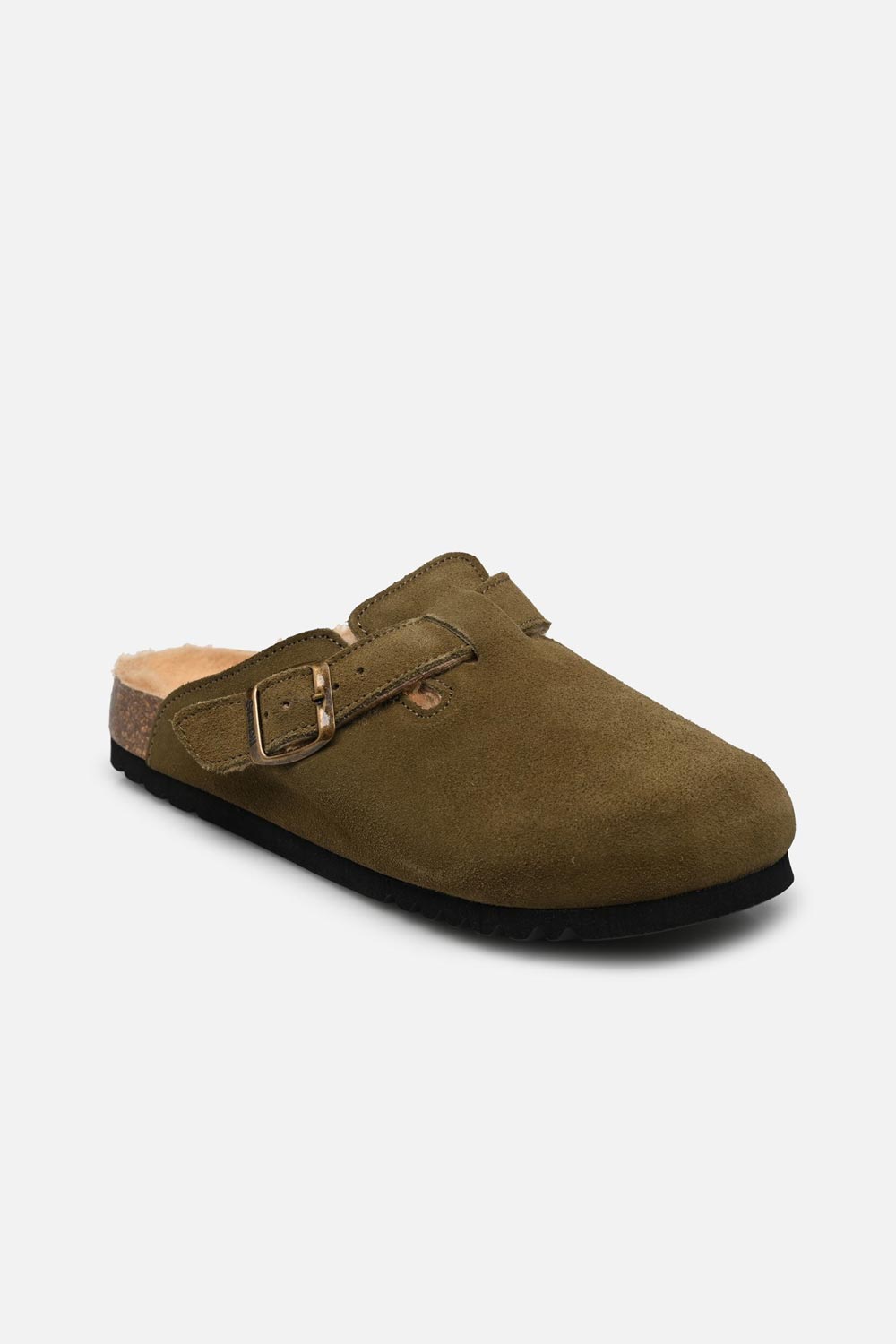 KHAKI FAE SUEDE CLOGS