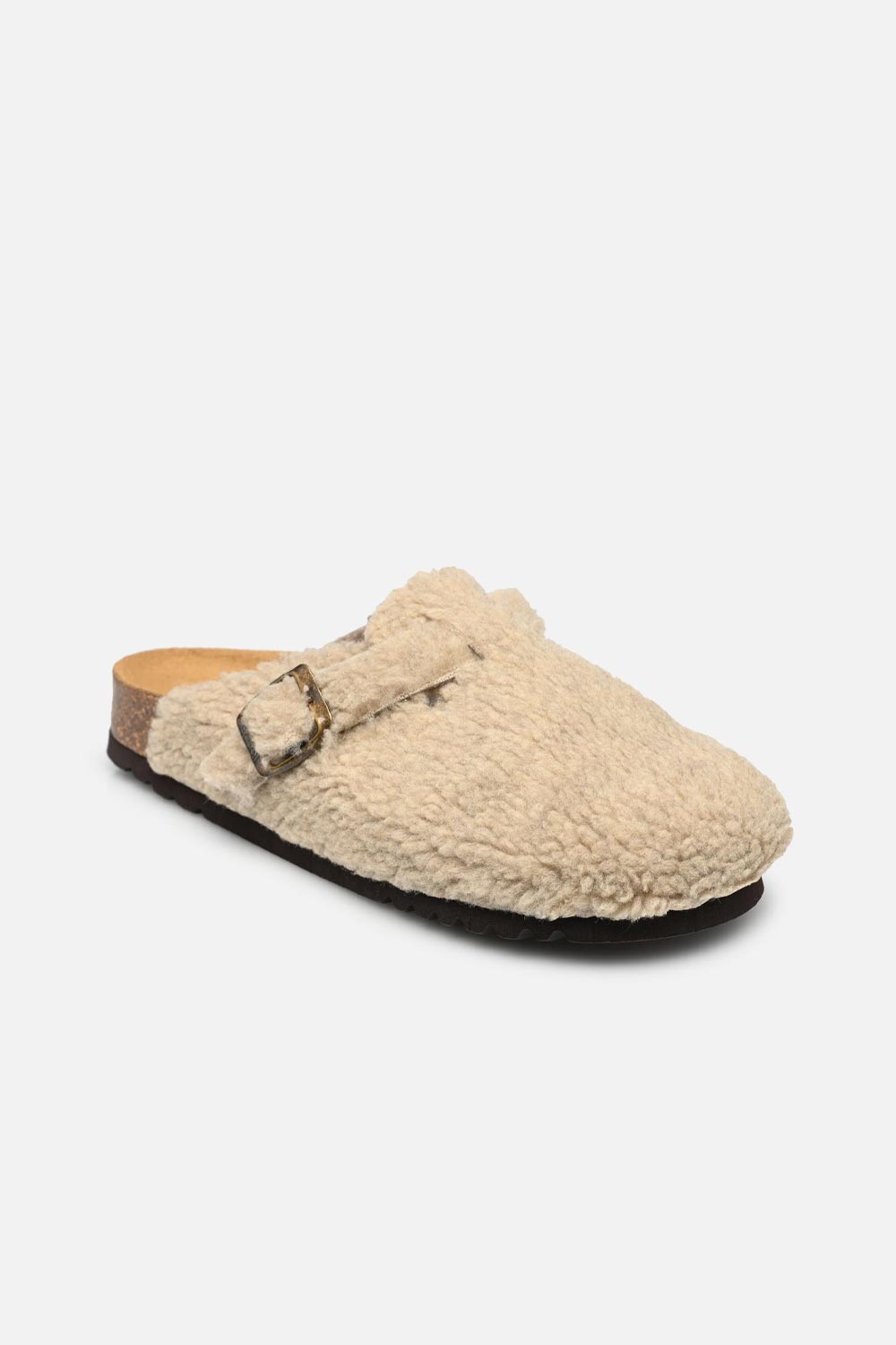 TAUPE FAE SYNTHETIC FUR TEDDY CLOGS