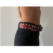 CEINTURE MOTOBELT REGO SILVER ROUGE