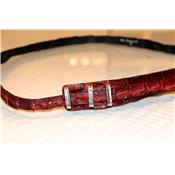 CEINTURE CROCO FINE ROUGE VIEILLI -SCUNZANI