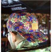 5 PANEL-FLOWER BURGUNDY CASQUETTE