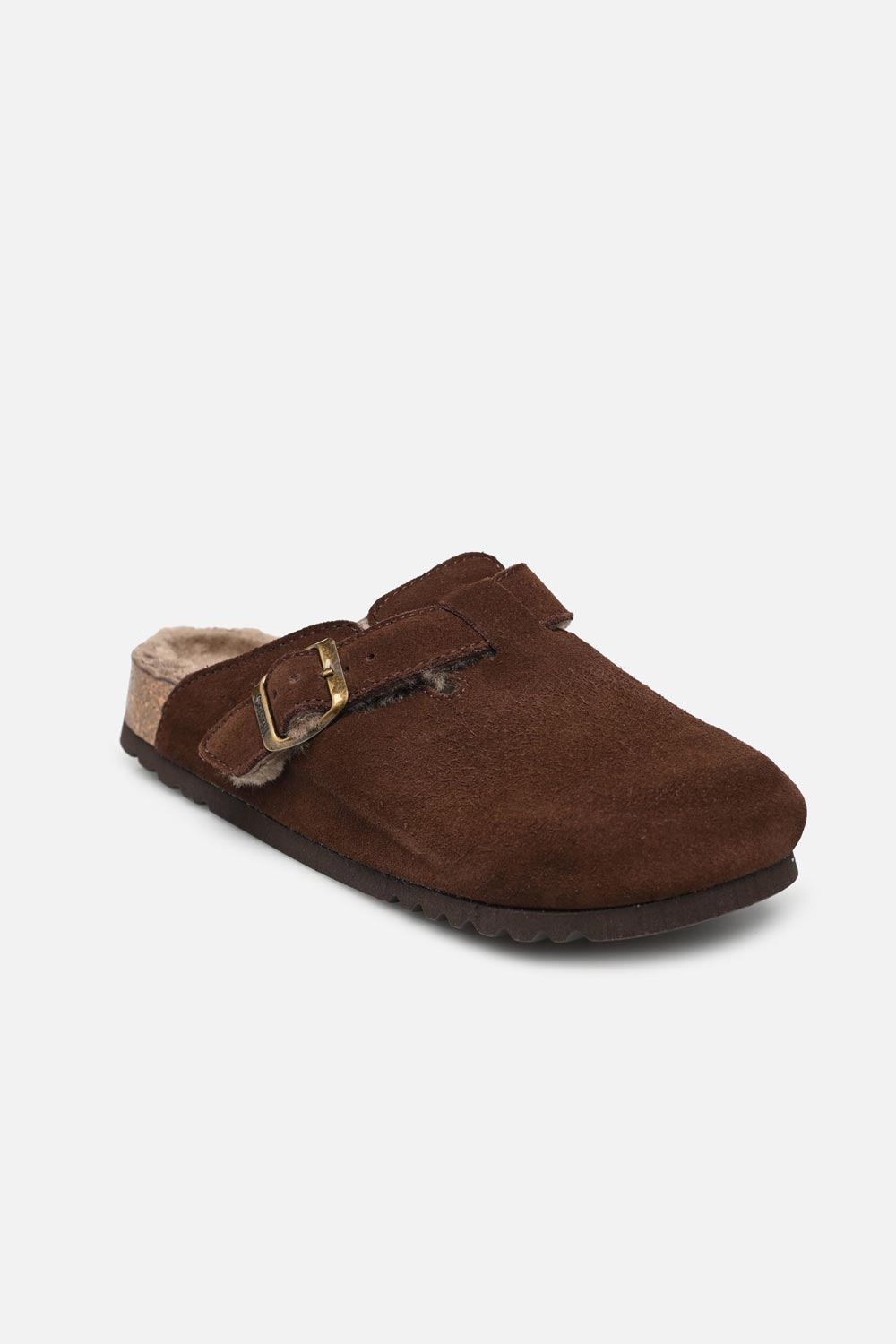 DARK BROWN FAE SUEDE CLOGS