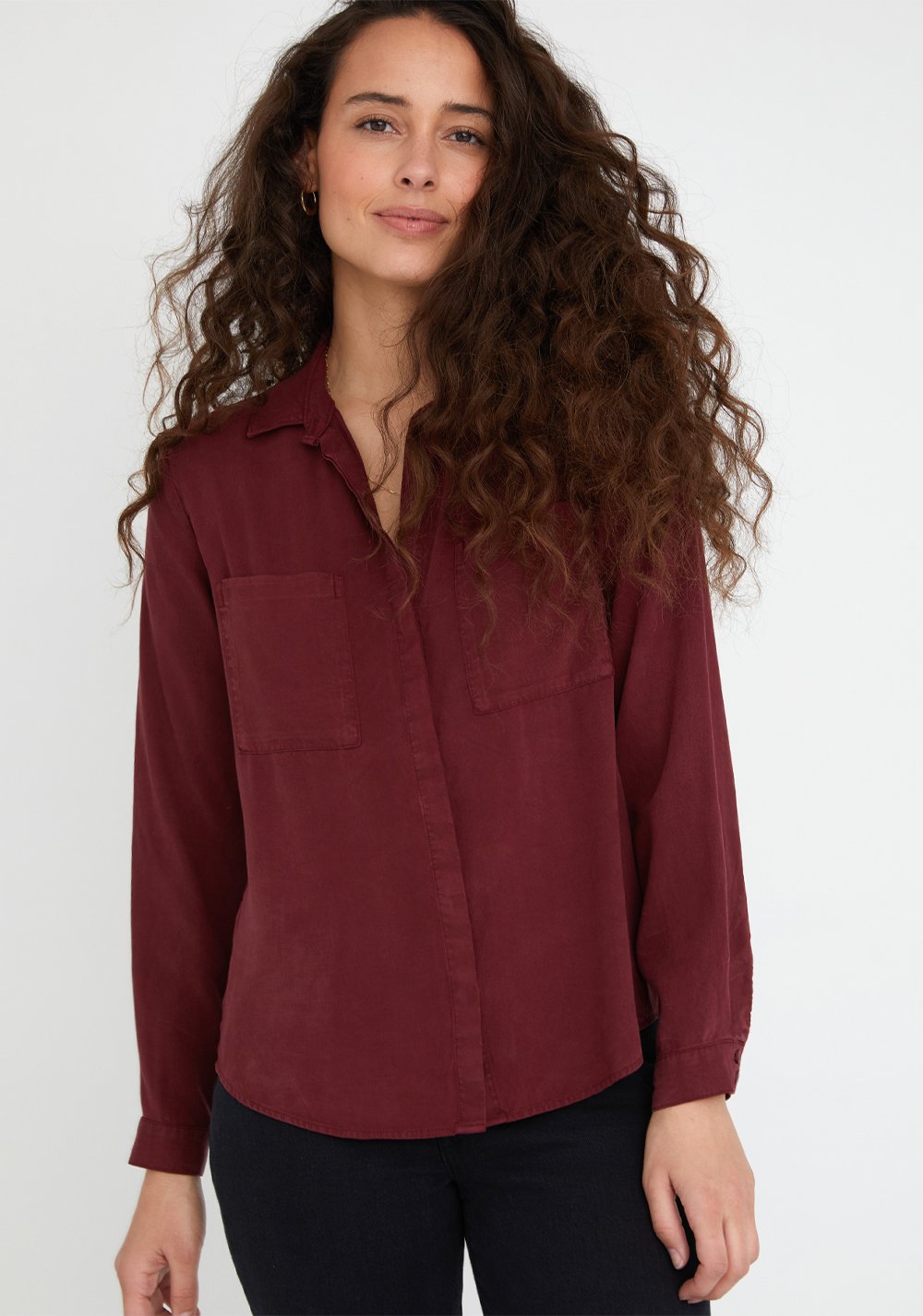 CHEMISE TWO POCKET CLASSIC BUTTON RED WINE