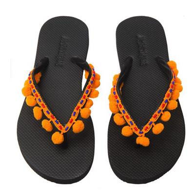 FLIPFLOP POMPONS ORANGE