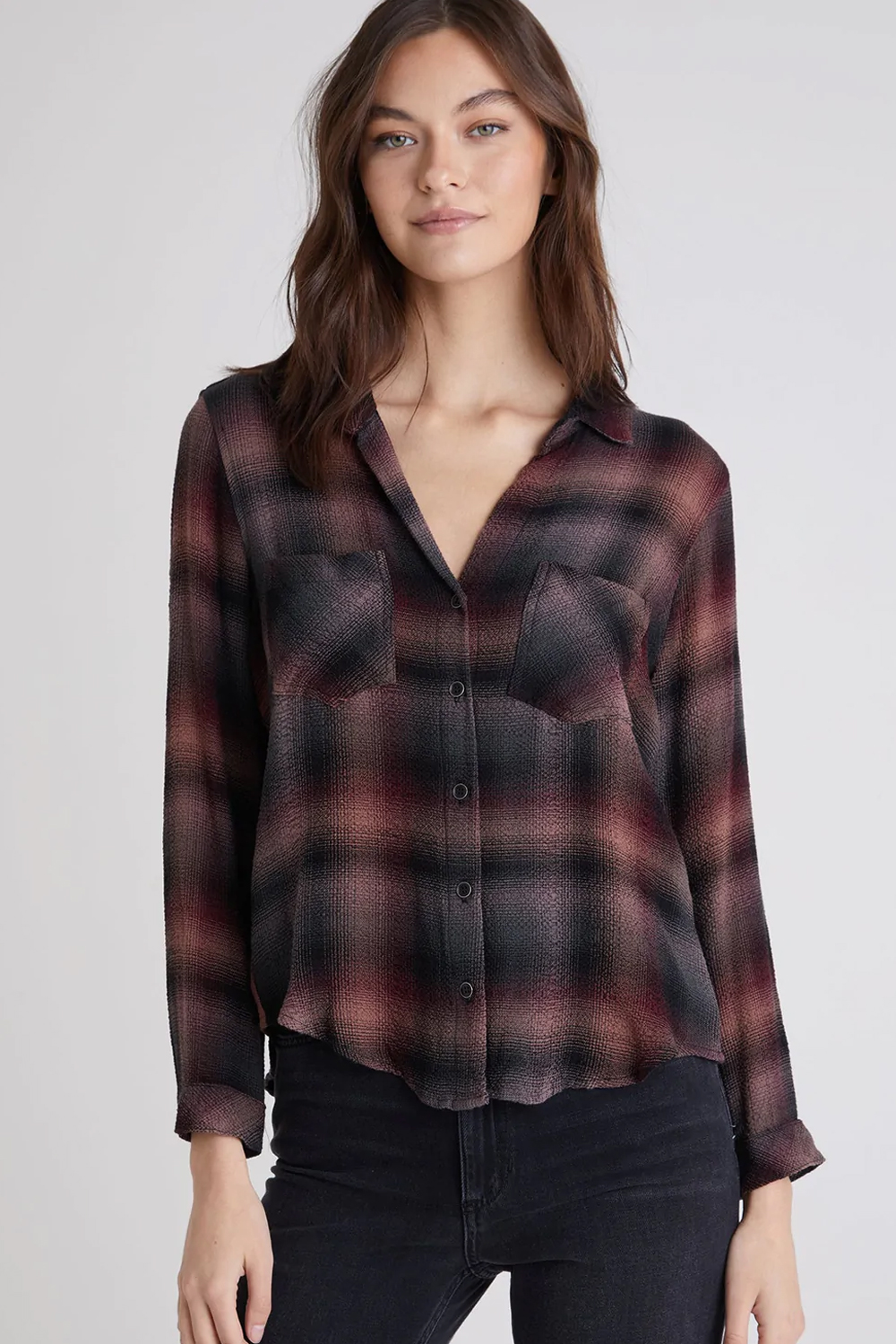 CHEMISE GEORGIA TWO POCKET CANYON PUCKER PLAID