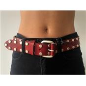 CEINTURE MOTOBELT REGO SILVER ROUGE