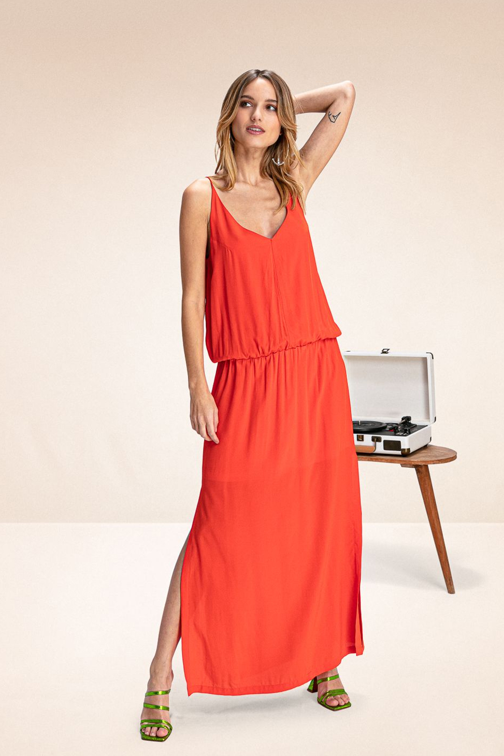 ROBE LONGUE MAEVA ORANGE PARROT