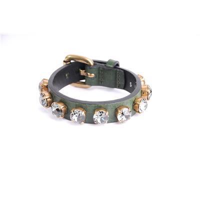 NANO BRACELET CUIR VERT SAPIN CRISTAL