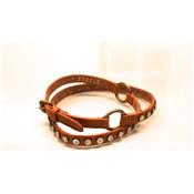 CEINTURE RING CUIR NATUREL BRONZE STUD