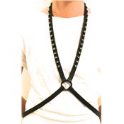 CEINTURE-HARNAIS CUIR NOIR CLOU DIAMANT NOIR