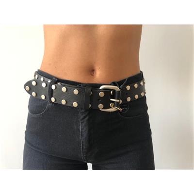 CEINTURE MOTOBELT REGO SILVER NOIR