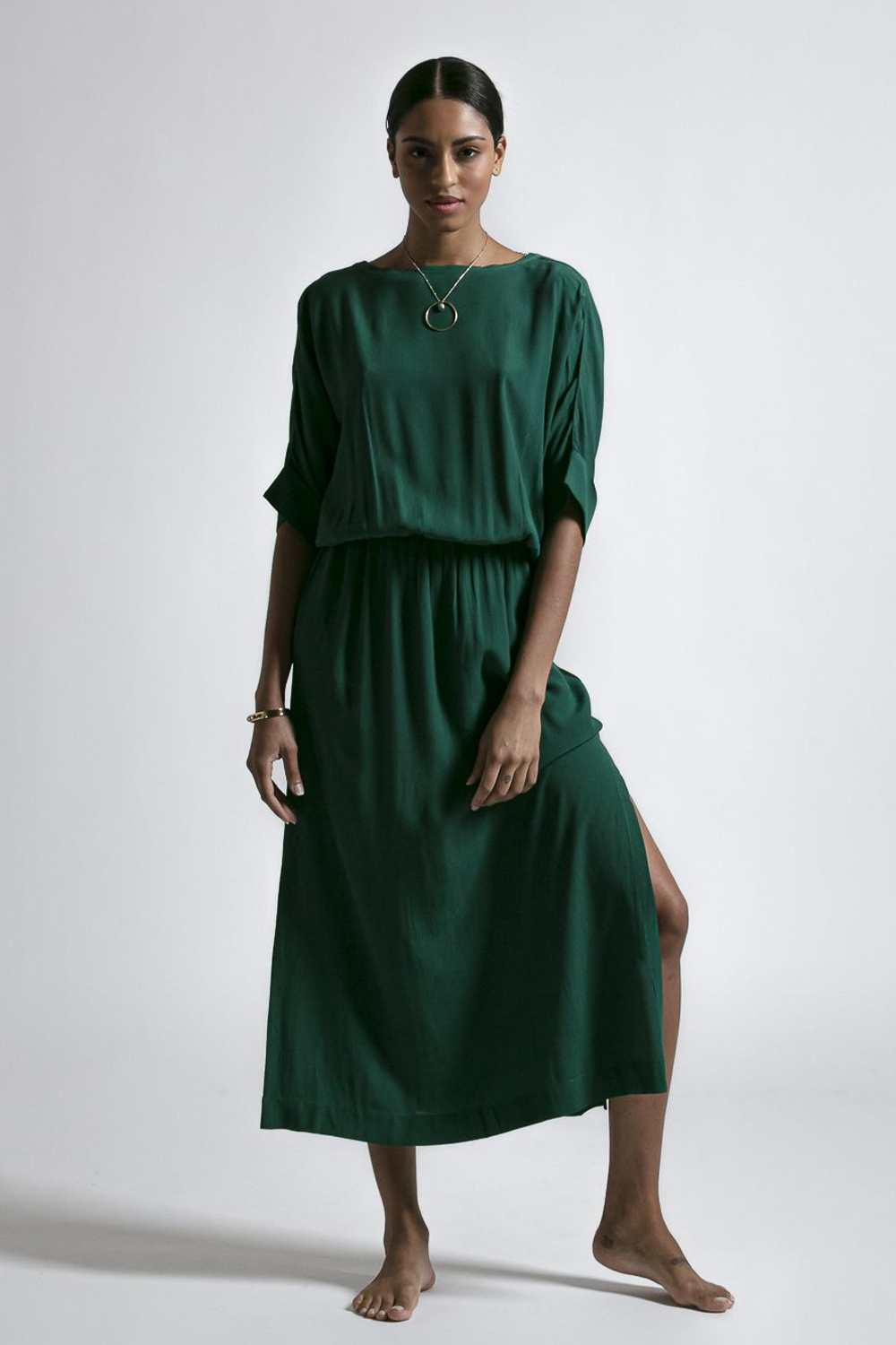 ROBE LONGUE BUCKLEY VERT