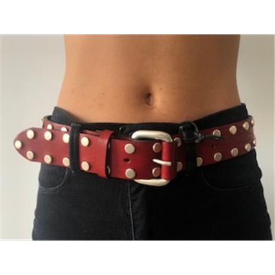 CEINTURE MOTOBELT REGO SILVER ROUGE