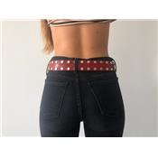 CEINTURE MOTOBELT REGO SILVER ROUGE